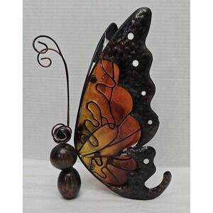 Gerson International 10.5" Solar Lighted Metal & Glass Butterfly Garden Figurine